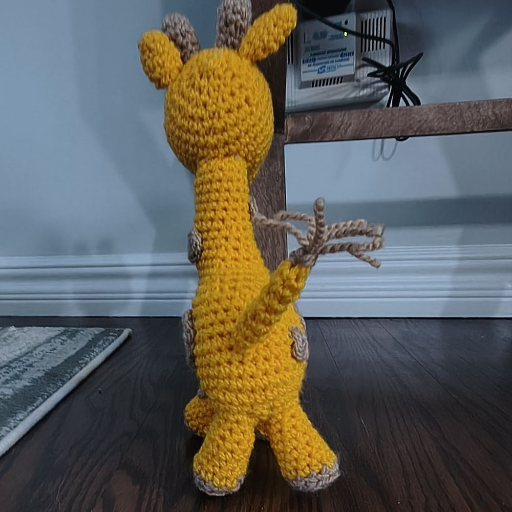 Handmade Yellow Giraffe Crochet Plush Toy 9" - Picture 4 of 4